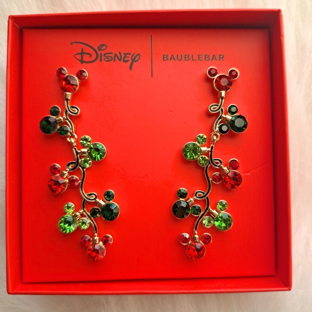 Disney + Baublebar Mickey beautiful Dangling Earrings, New in Box